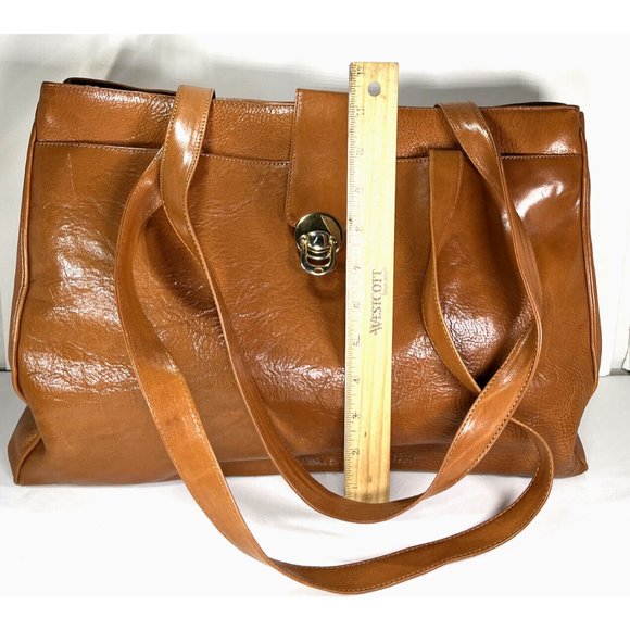 Dillards Vintage  Briefcase Brown Italian Leather Multi Compartment - Distressed - Picture 7 of 12